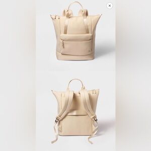 Faux Neoprene Tote Backpack -  Tan